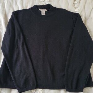 Draper's & Damon's Petite Silk Cotton Mock Neck Sweater Black PL